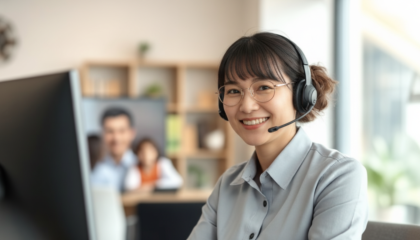 サポート担当者が笑顔で対応している様子